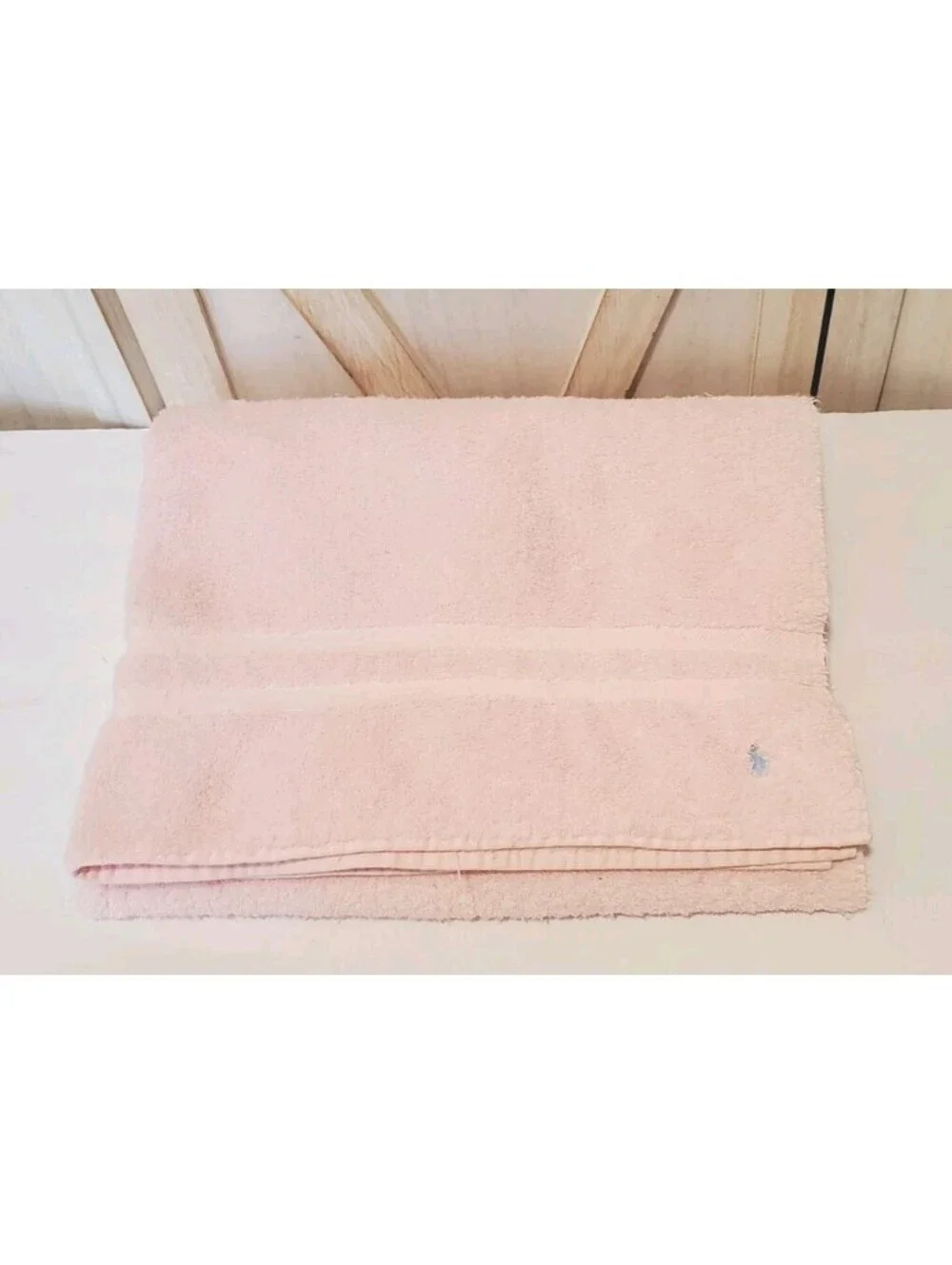 Vintage Polo Ralph Lauren Pink Bath Towel Blue Pony Logo 45x27